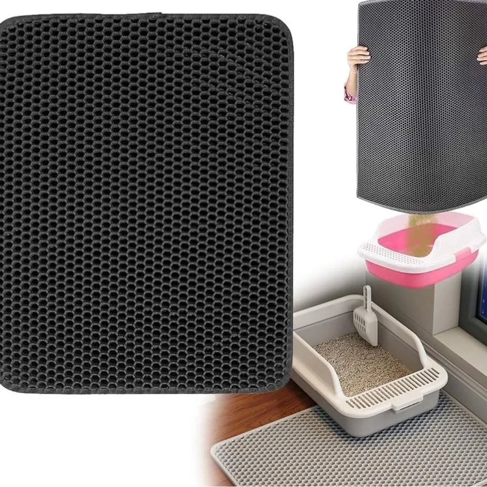 Animology Gift Bundle for Cats Black Honeycomb Cat Litter Mat with Animology.